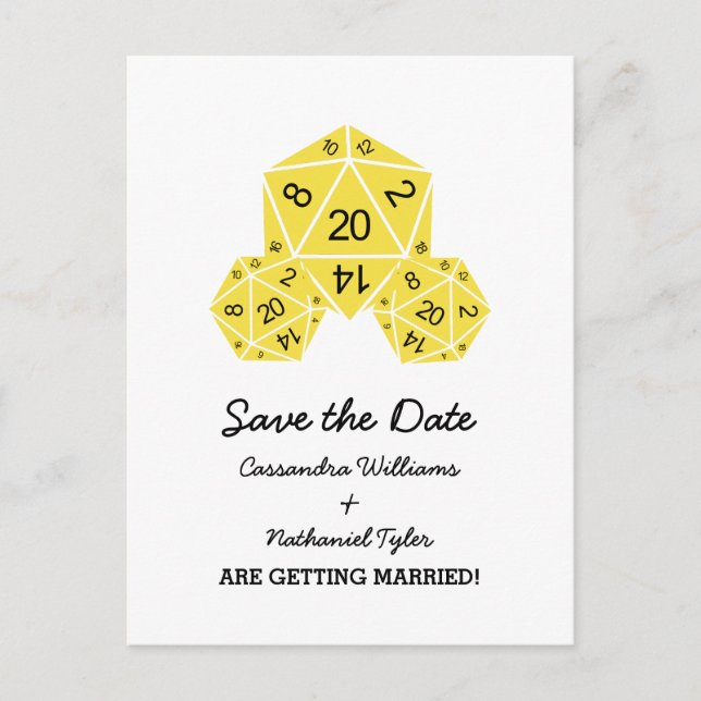 Faire-part Carte postale de sauvegarde de date jaune D20 (Devant)