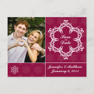 Faire-part Carte postale d'hiver pour annoncer un mariage - C