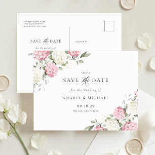 Faire-part Carte postale d'invitation Pink Hydrangea Save the
