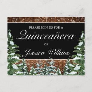 Faire-part Carte postale d'invitation Quinceañera à la forêt