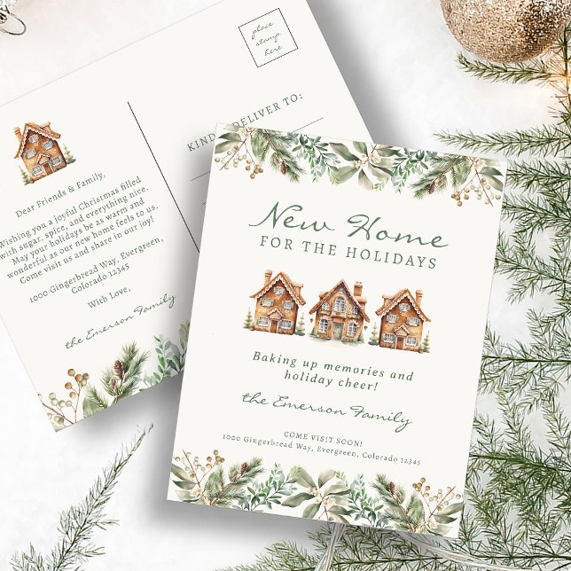 Faire-part Carte postale d'une nouvelle maison pour les vacan (Holiday New Home Postcard
)
