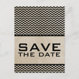 Faire-part Carte postale Ebony Chic Chevron Save the Date