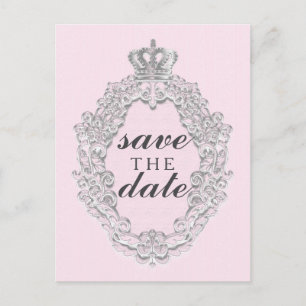 Faire-part Carte postale Fairytale Vintage Pink Princess SAVE