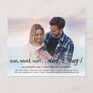 Faire-part Carte postale Fiançailles à thème de la plage