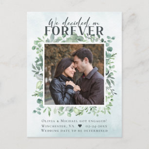 Faire-part Carte postale Fiançailles photo Eucalyptus Forever