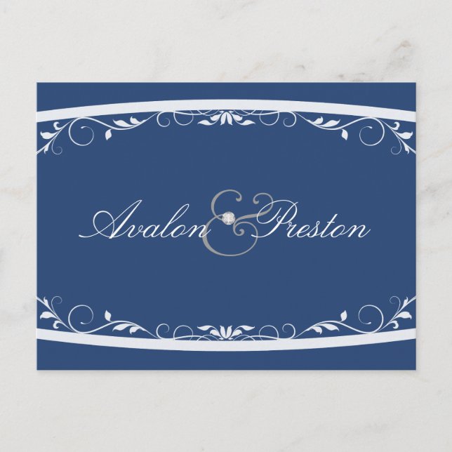 Faire-part Carte postale Fleurie Bleue Fantaisie pour annonce (Devant)