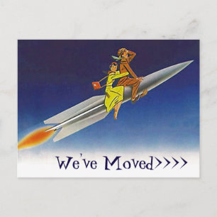 Faire-part Carte Postale Fun Retro Nous avons Déplacé Nouveau