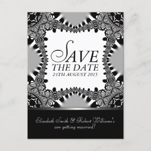 Faire-part Carte postale gothique batik argent noir pour anno