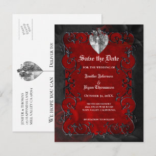Faire-part Carte postale gothique de mariage d'Halloween pour