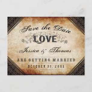 Faire-part Carte postale Halloween Marron Gothique LOVE Sauve