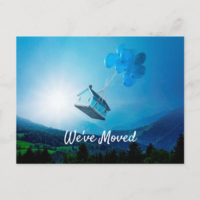 Faire-part Carte postale maison ballon changement d'adresse (Devant)
