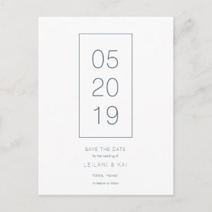 Faire-part Carte postale minimaliste blanche et marine pour a