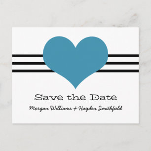 Faire-part Carte postale "Mod Heart Save the Date", Bleue