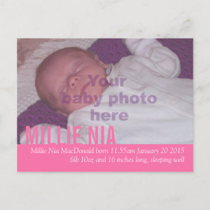 Faire-part Carte postale moderne d'annonce de naissance de bé