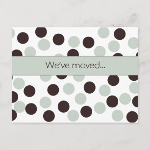 Faire-part carte postale pastel vert & brun poka point