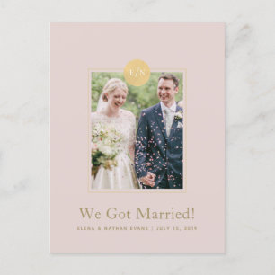 Faire-part Carte postale photo d'annonce de mariage au monogr