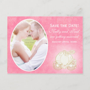 Faire-part Carte postale photo de mariage Carrosse rose de Ce
