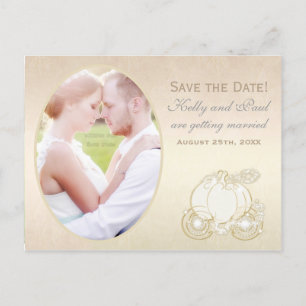 Faire-part Carte postale photo du mariage en carrosse de Cend
