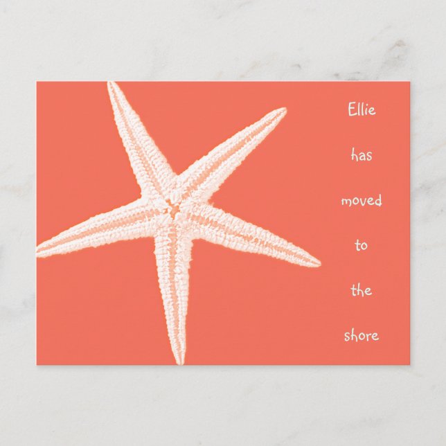 Faire-part Carte postale Plage Orange Starfish (Devant)