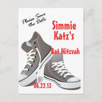 Faire-part Carte postale pour la Bat Mitzvah Sneakers Save th