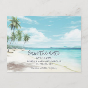 Faire-part Carte postale pour mariage à la plage