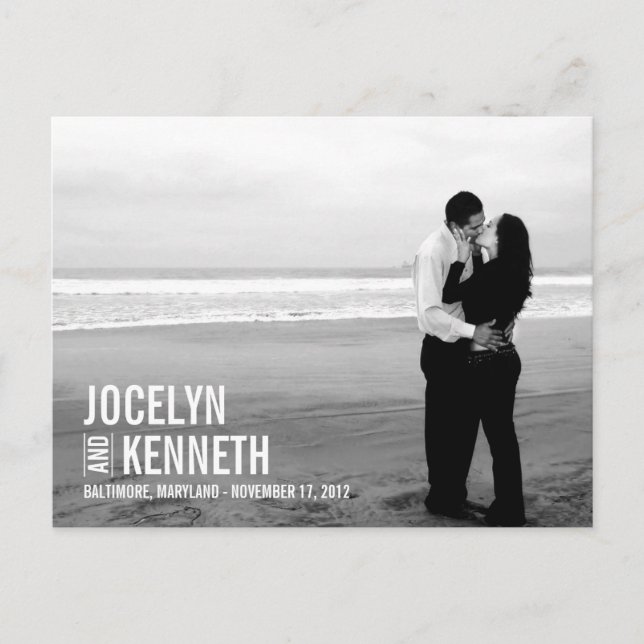 Faire-part Carte postale 'Pure Simplicity Save The Date' - Bl (Devant)