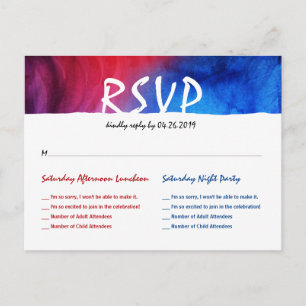Faire-part Carte postale RSVP Blue Red Fire Ice Bat Bar Mitzv
