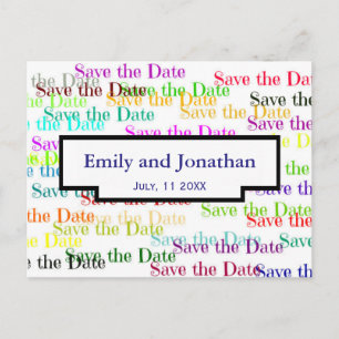 Faire-part Carte postale "Sauvez la date" colorée avec photo