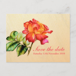 Faire-part Carte postale "Save the Date" avec art de la rose