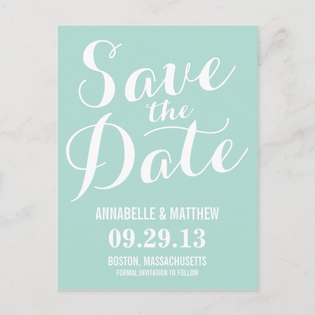 Faire-part Carte postale "Save the Date" en calligraphie (Devant)