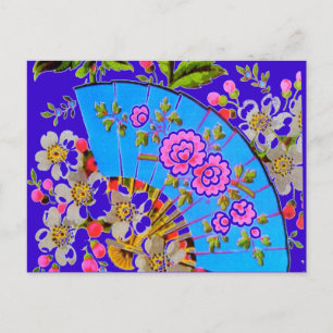 Faire-part Carte postale "save the date" Éventail Chinois Ble