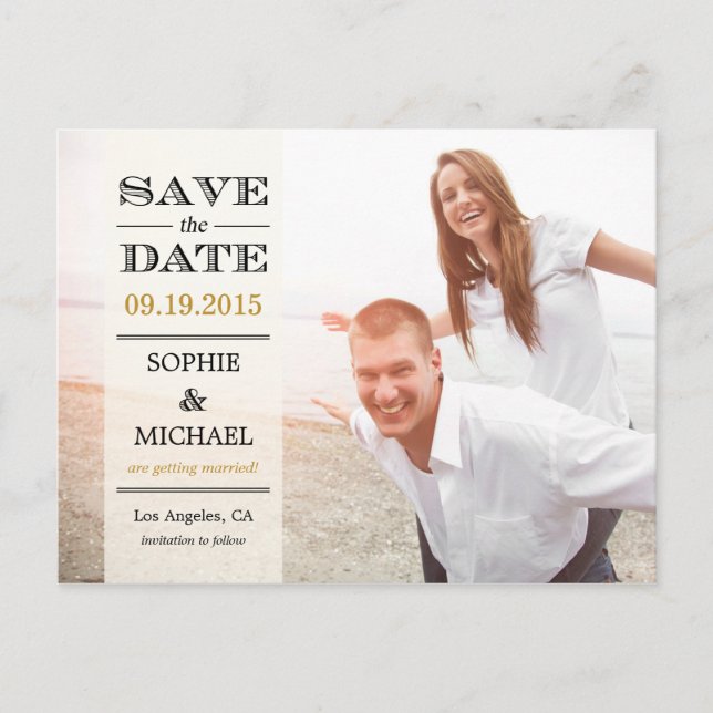 Faire-part Carte postale 'Sheer Overlay Save The Date' - Crèm (Devant)