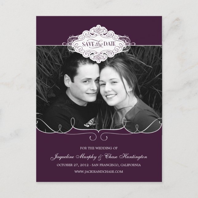 Faire-part Carte postale 'Simply Couture Save The Date' - Vio (Devant)