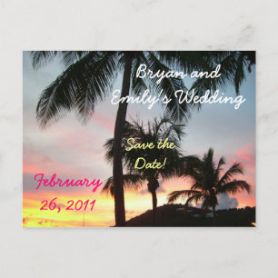 Faire-part Carte postale "Sunset Palms" pour annoncer une dat