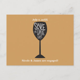 Faire-part Carte postale VERRE À VIN ENREGISTRER LA DATE TOUT