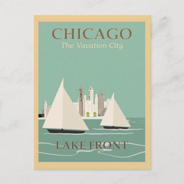 Faire-part Carte postale vintage Chicago (Devant)