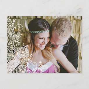 Faire-part Carte postale vintage en dentelle pour annoncer la