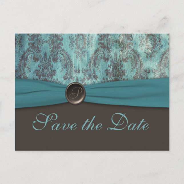 Faire-part Carte postale vintage turquoise et marron pour ann (Devant)