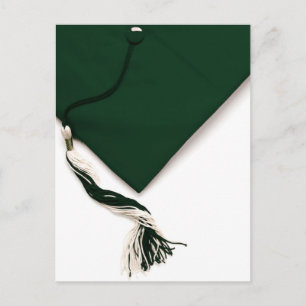 Faire-part Casquette de graduation verte et carte postale Tas