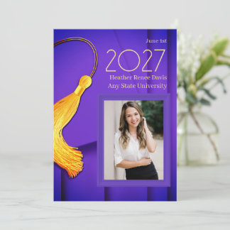 Faire-part Casquette pourpre et gown avec Gold Tassel