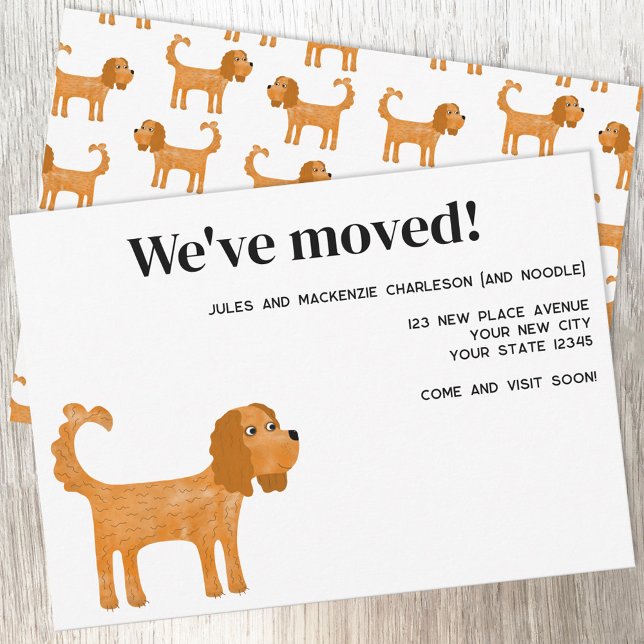 Faire-part Cavalier King Charles Spaniel Dog Moving New Home (Ruby Cavalier King Charles Spaniel Dog moving new home change of address announcement card)