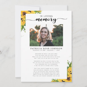 Faire-part Célébration de la vie Funeral Poem Card