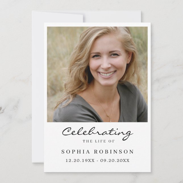 Faire-part Célébration de la vie Photo Funeral Memorial Card (Devant)