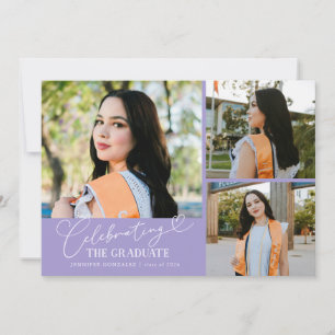 Faire-part Célébration du diplômé lilas multi photo