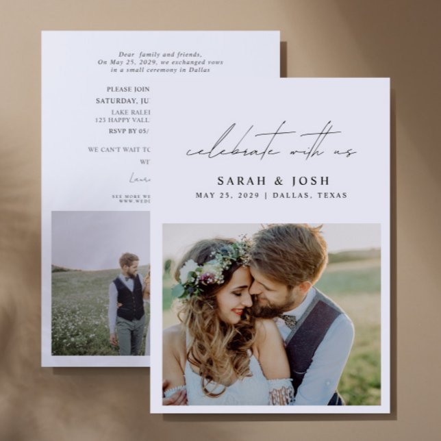 Faire-part Célébrez avec nous 2 Réception de mariage photo (Personalize this wedding reception invite with your photos & personal deets - simple, easy, done!
)