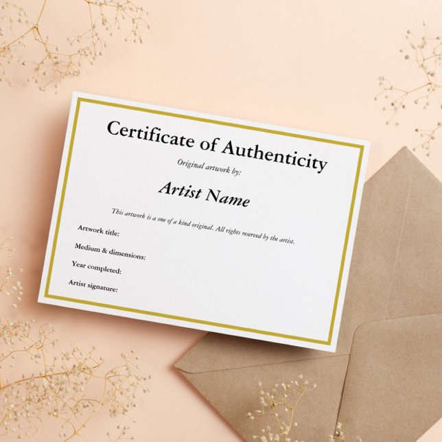 Faire-part Certificat d'authenticité personnalisable pour l'a (Créateur téléchargé)