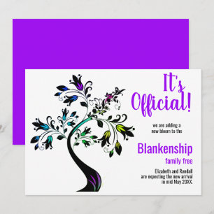 Faire-part C'est officiel, nous attendons Fleur d'Arbre Viole