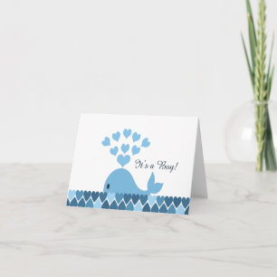 Faire-part C'est un garçon ! Baleine mignonne