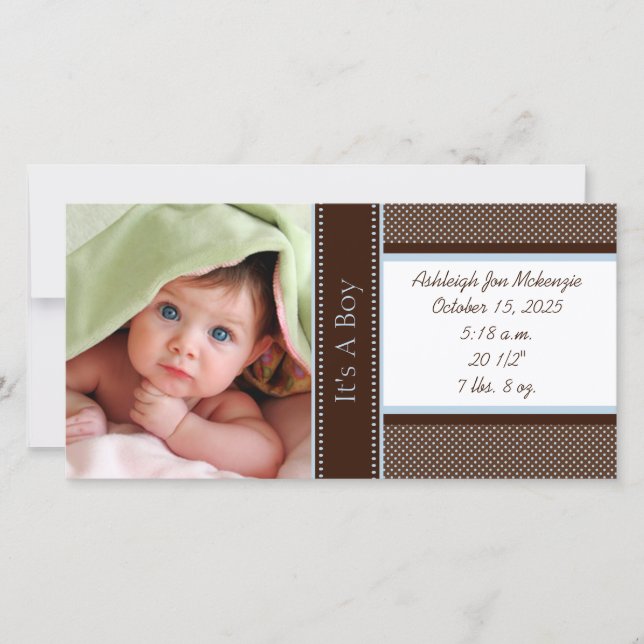 Faire-part C'est un garçon-Carte photo Statistiques Profondes (Devant)