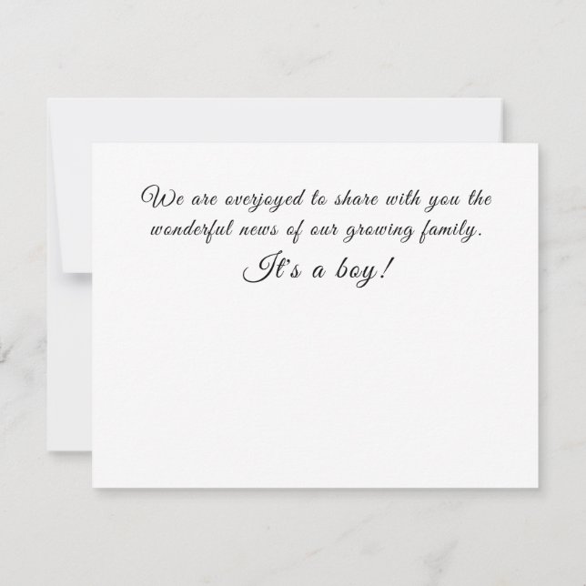 Faire-part C'est un garçon Grossesse Genre Révéler Joyeux (Dos)